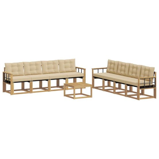 Ensemble de canapés d'extérieur 9 pc blanc et beige