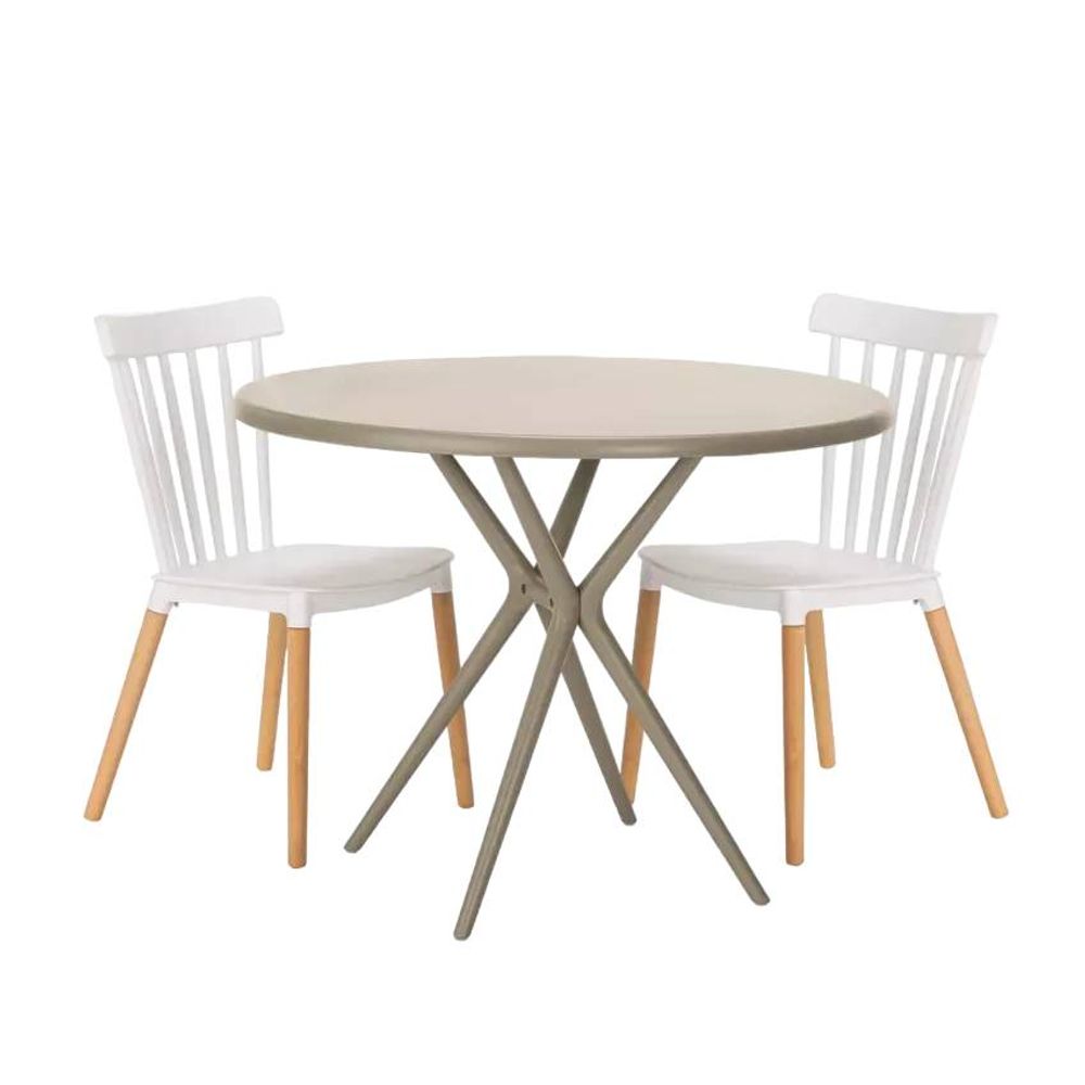 Ensemble table ronde beige 80cm + 2 chaises design jardin gauthier ...