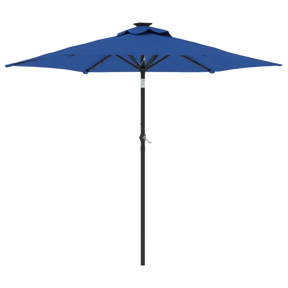 Parasol de jardin led mât en acier bleu azuré 225x225x212 cm