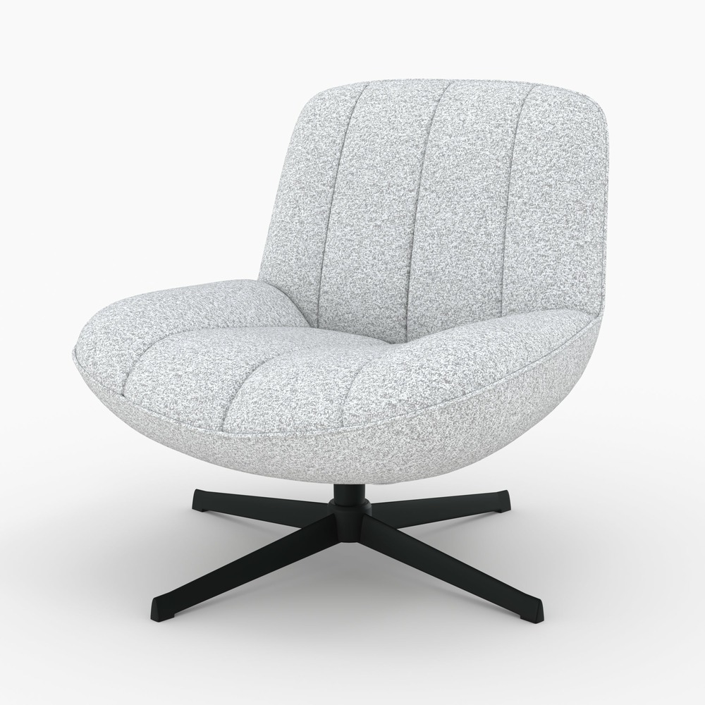 Elvis-fauteuil pivotant en tissu bouclé gris chiné