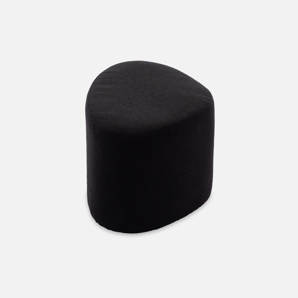 Tabouret. Pouf en forme de galet en tissu noir. Tao l 60 x p 44 x h 40cm