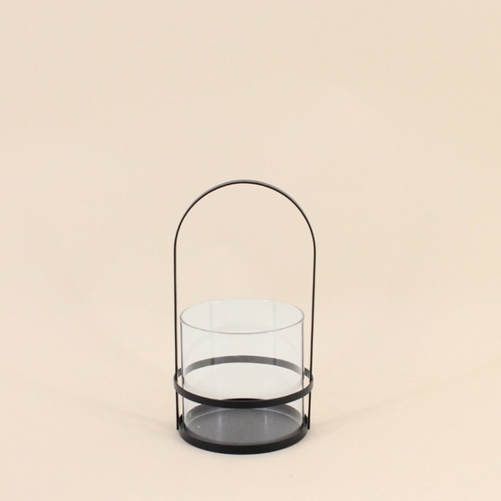 Lanterne en métal noir et verre 20x10cm