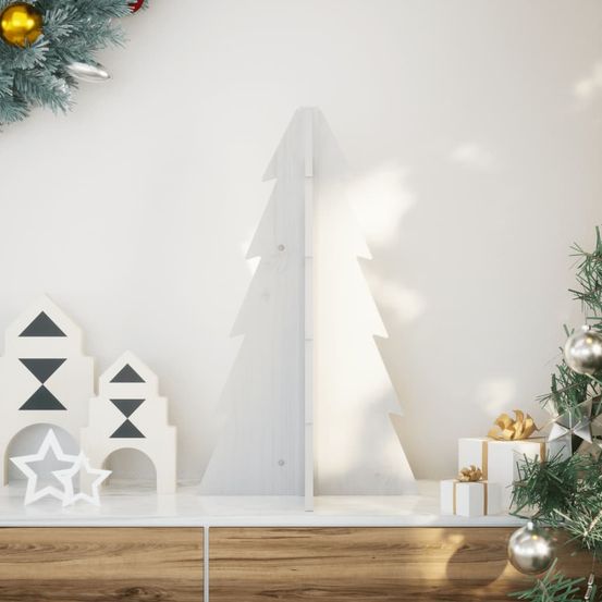 Sapin de noël en bois blanc design épuré décoration intérieur 69,5 cm