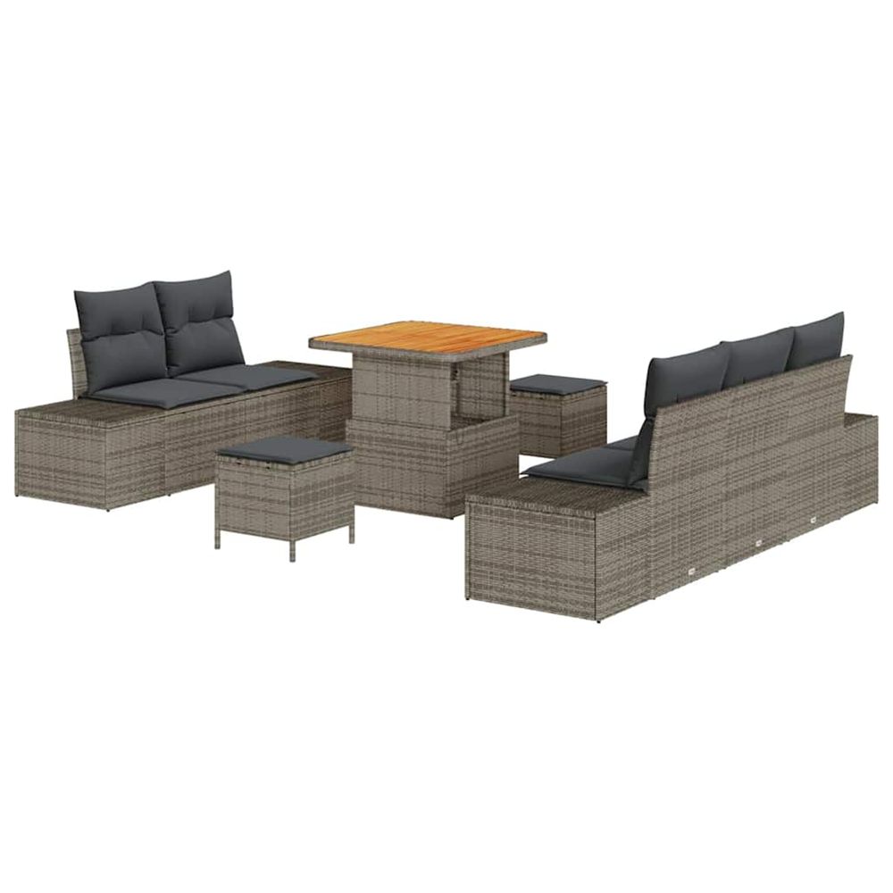 Ensemble de canapé de jardin 8 pc gris polyrotin