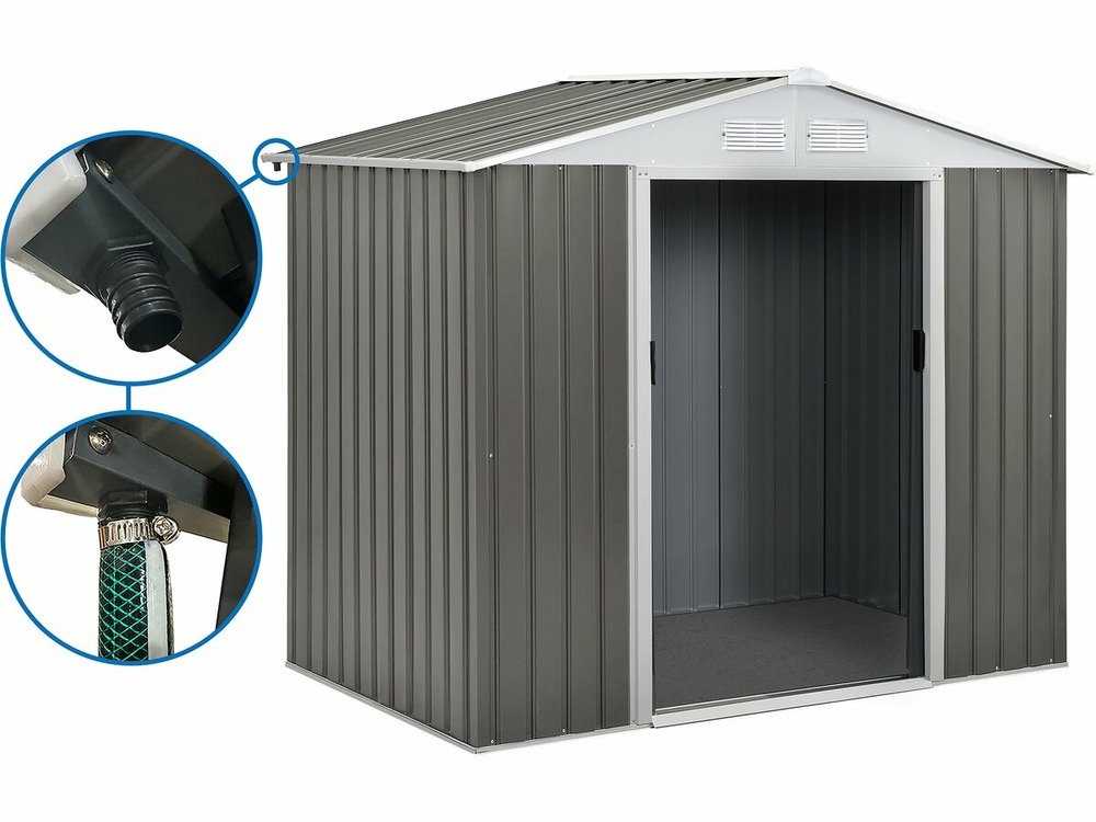 Abri jardin métal dallas - 5,29 m² avec gouttière - taupe