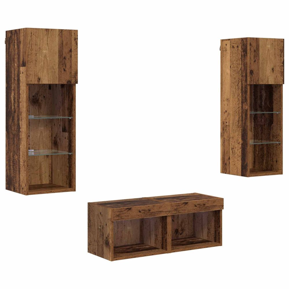 Meubles tv muraux 4 pc chêne artisanal bois d'ingénierie