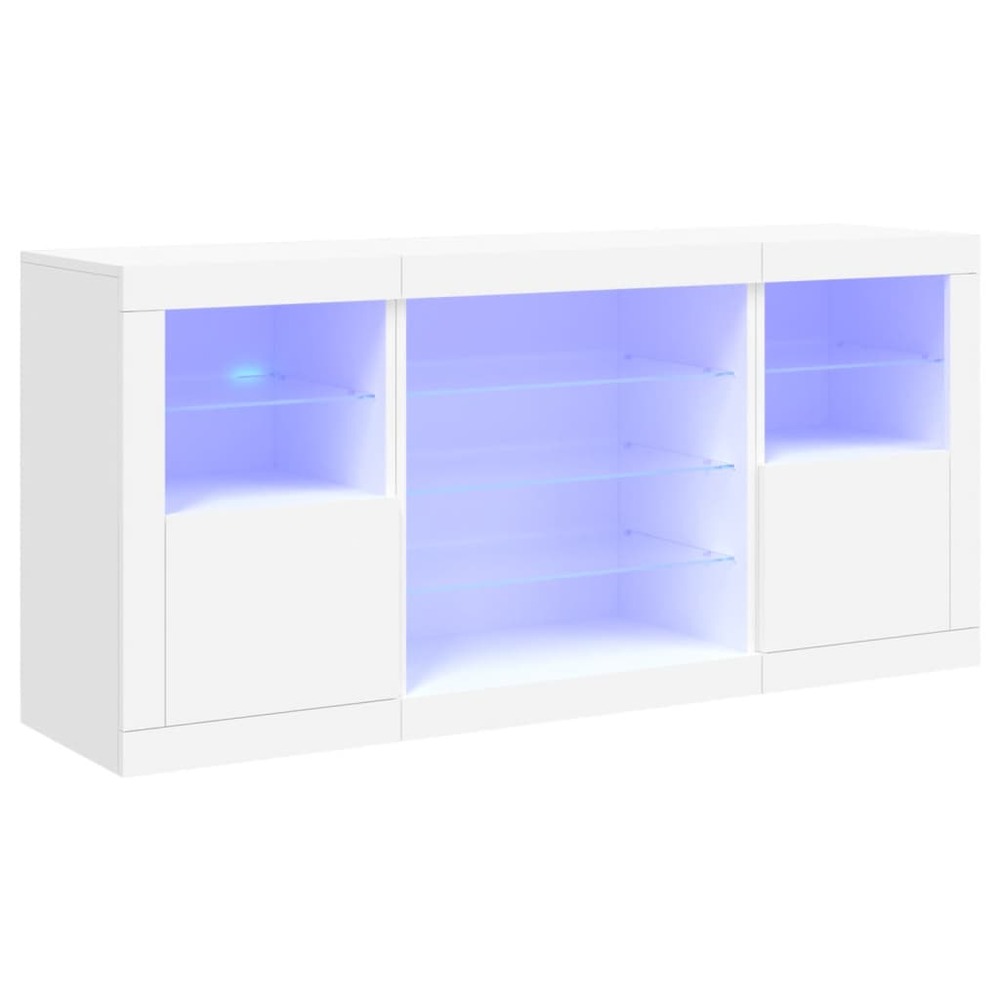 Buffet bahut commode armoire meuble de rangement organisateur cuisine salle de séjour salon avec lumières led 142,5 x 37 x 67