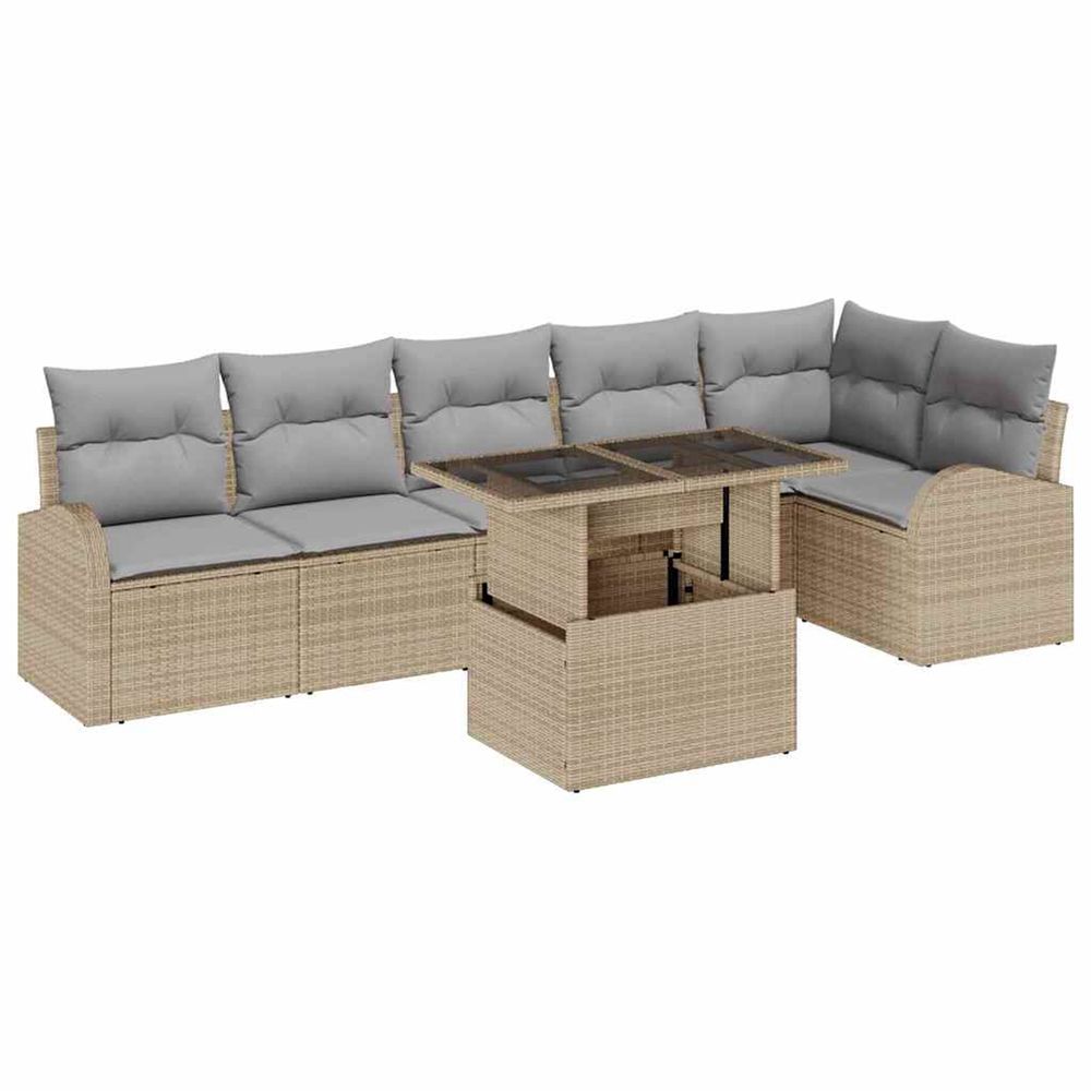Ensemble de canapé de jardin 7 pc 6-nombre de places beige