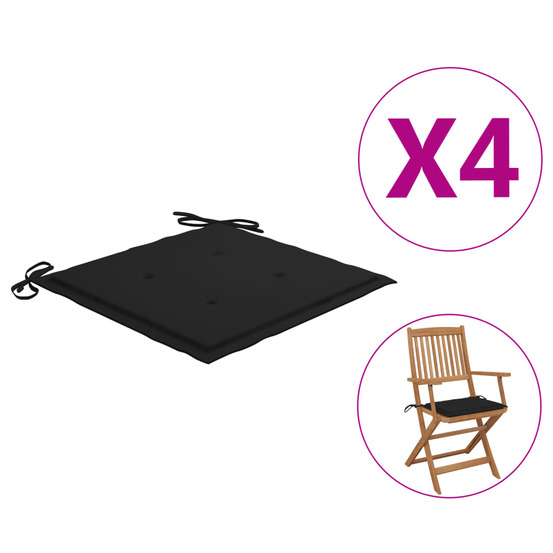 Coussins de chaise de jardin 4 pcs noir 40x40x3 cm tissu oxford