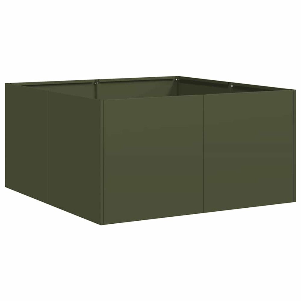 Jardinière d'extérieur vert olive 80x80x40 cm acier laminé à froid
