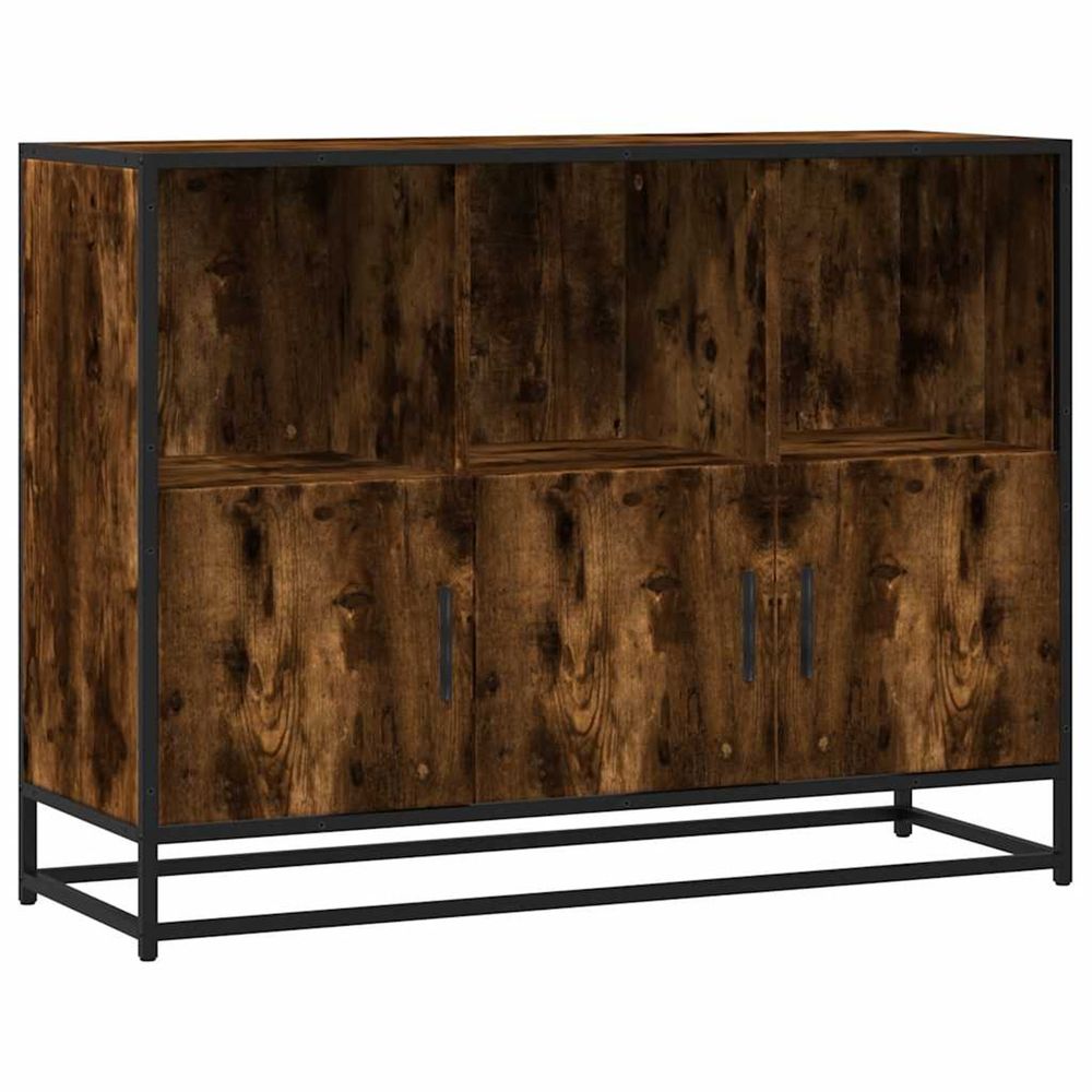 Buffet chêne fumé 100x35x76 cm bois d'ingénierie