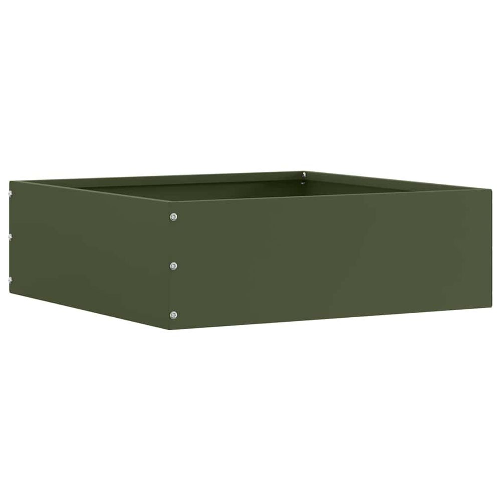 Bordure jardin carrée acier terrasse séparation 40x13cm vert olive