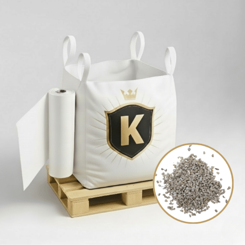 Kit gravillons blanc + géotextile = 1 big bag gravillons 6/10 1.5t [environ 20m2 sur 5cm d'épaisseur] + 1 géotextile 25m2