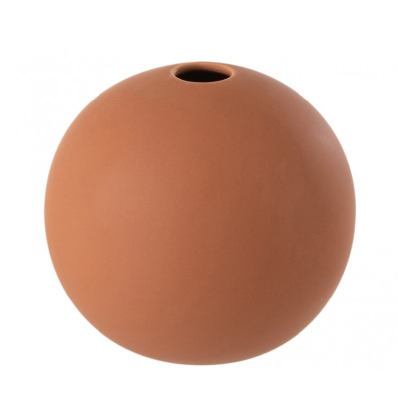 Vase boule en céramique orange rouille 12x12 cm