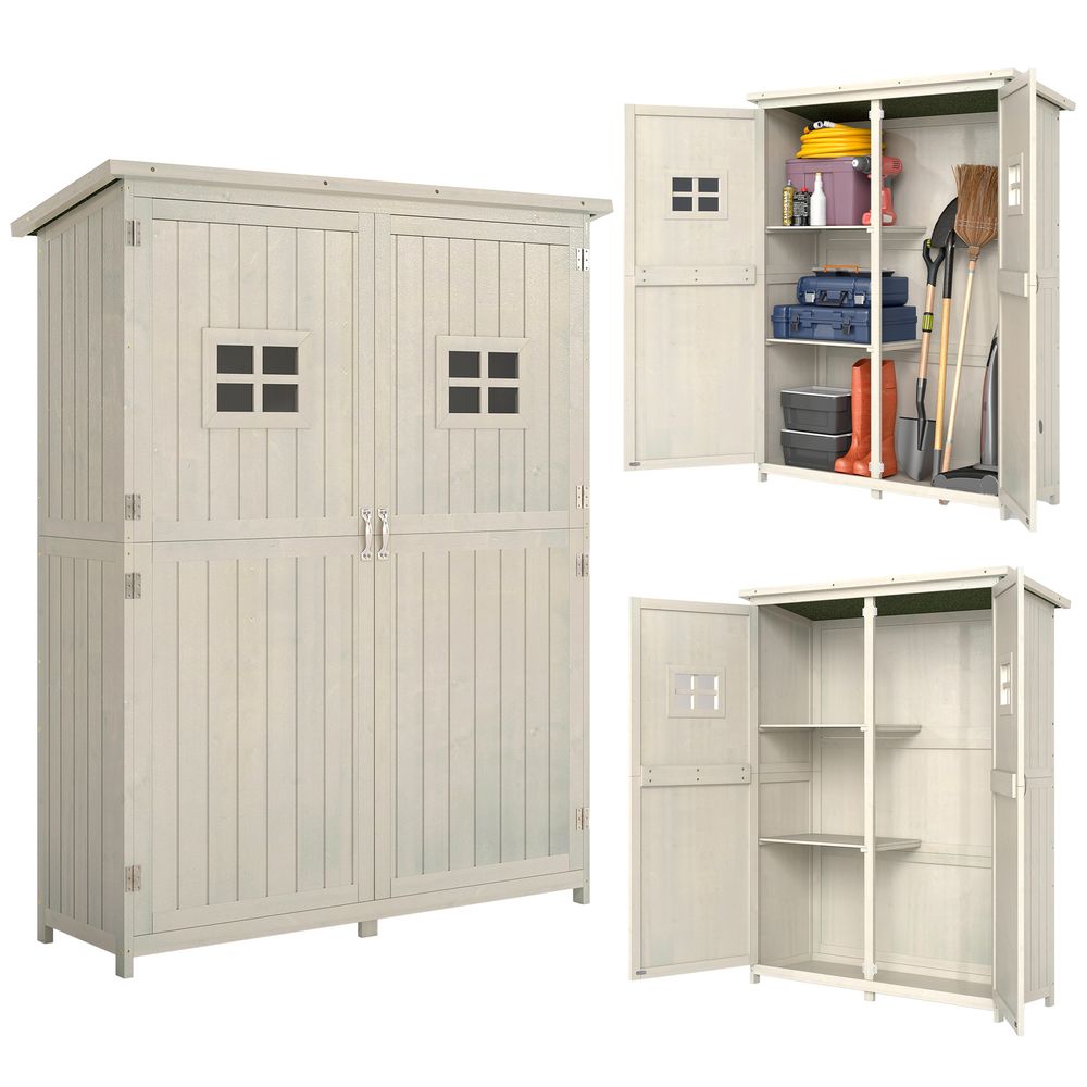 Abri de jardin bois de sapin 127,5 x 50 x 164 cm double porte et étagères - comfortxl outdoor living