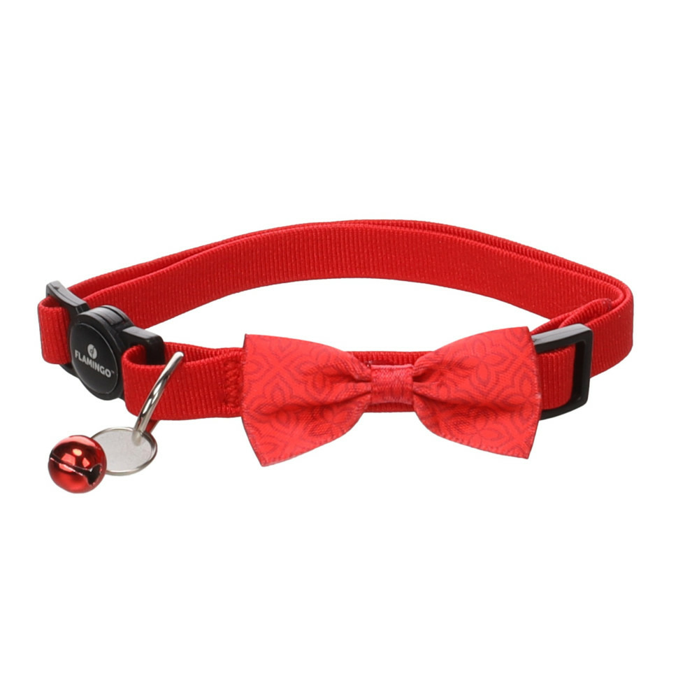 Collier avec nœud castor rouge 20 – 35 cm pour chat