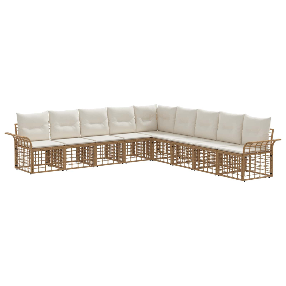 Ensemble de canapés d'extérieur 9 pcs blanc naturel et crème