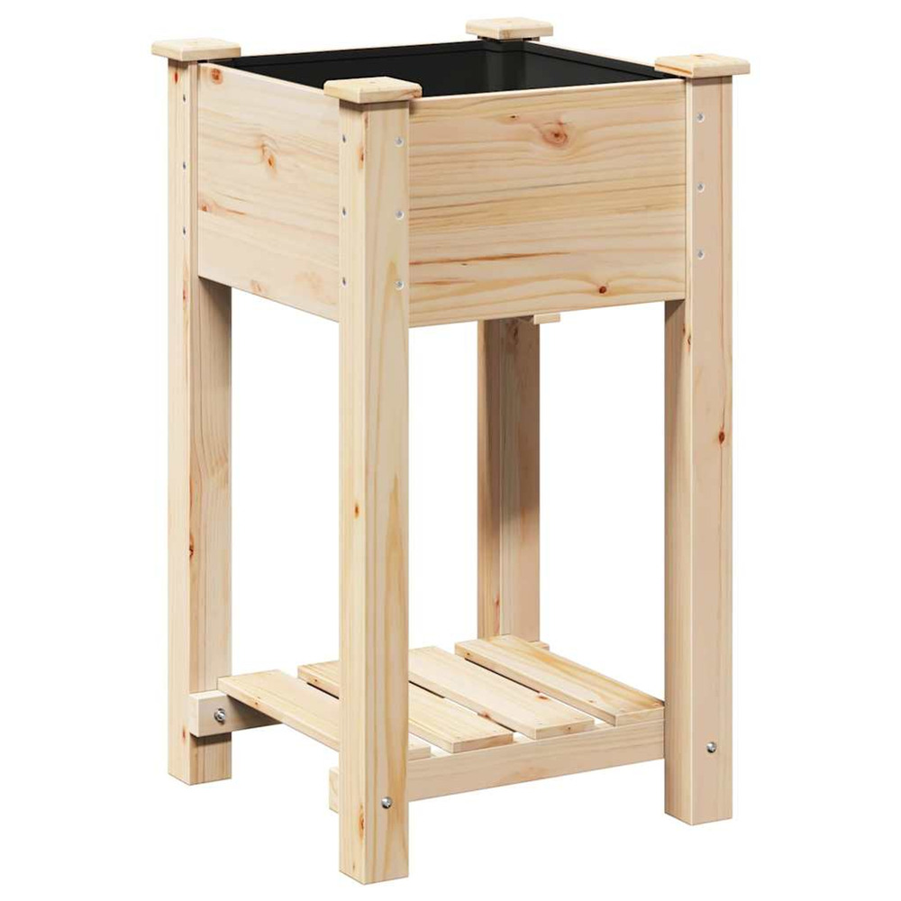 Cache-pot de jardin avec étagère beige 45 x 45 x 76. 5 cm