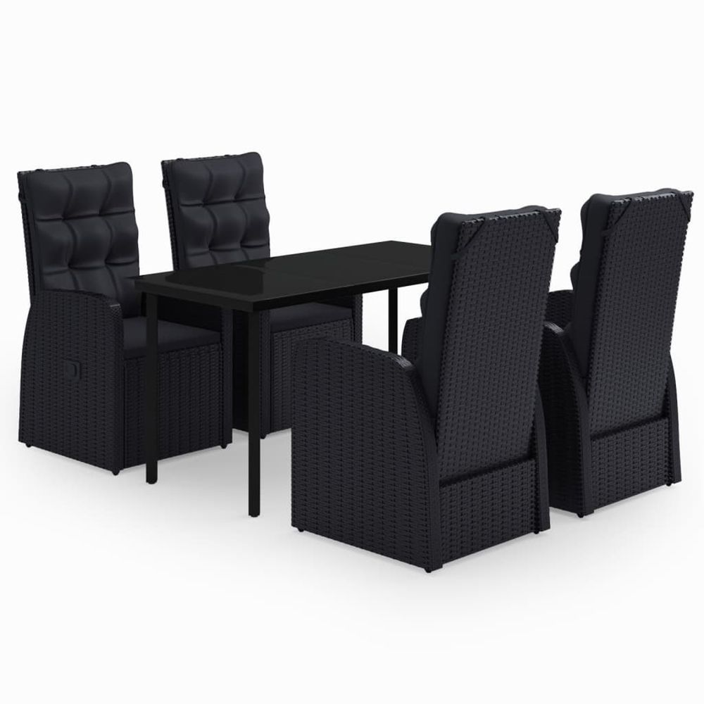 Ensemble à manger de jardin avec coussins 5 pcs noir