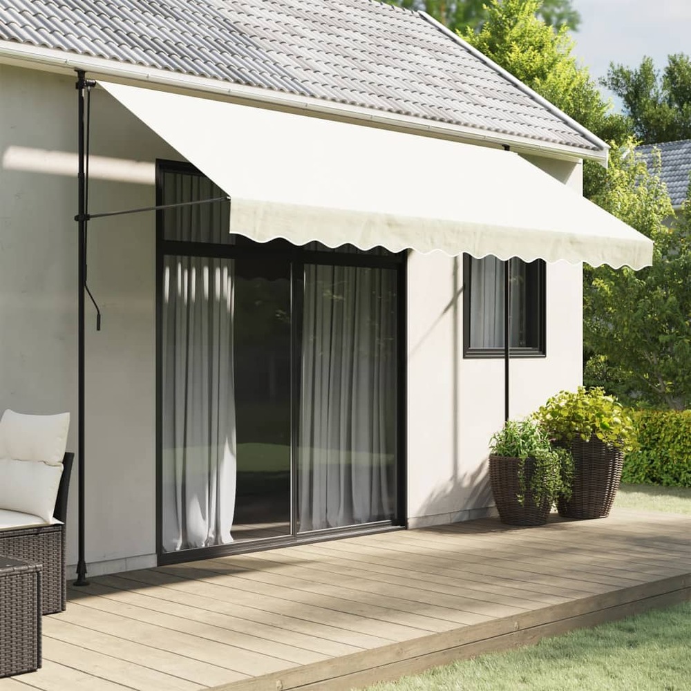 Tissu de remplacement de cantonnière d’auvent rayure crème 3,5m