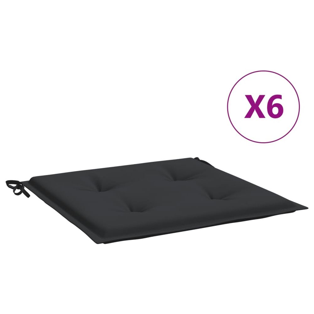 Coussins de chaise jardin lot de 6 noir 50x50x3 cm tissu oxford