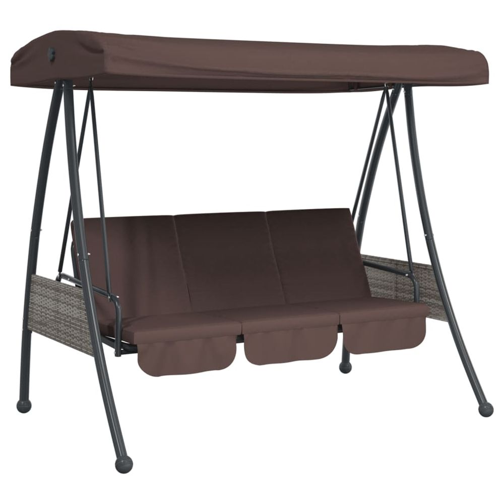 Balancelle de jardin avec auvent réglable marron café acier