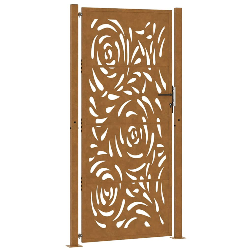 Portail de jardin 100x200 cm en acier patiné motif flamme