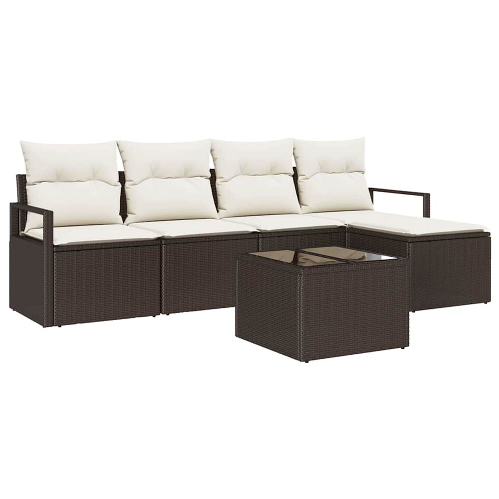 Ensemble de canapés 6 pc marron et crème polyrotin