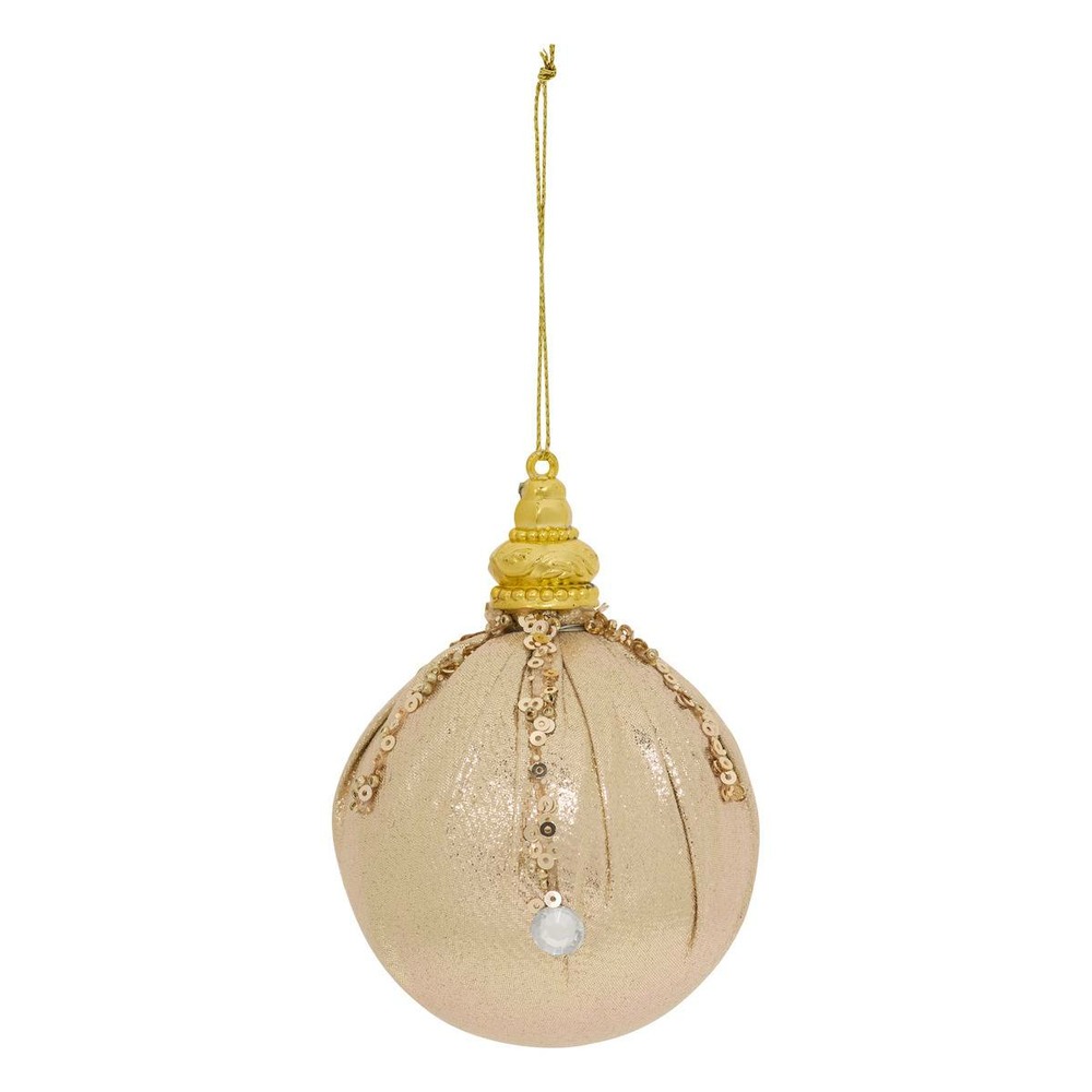 Boule polystyrène tissu d.8cm champagne