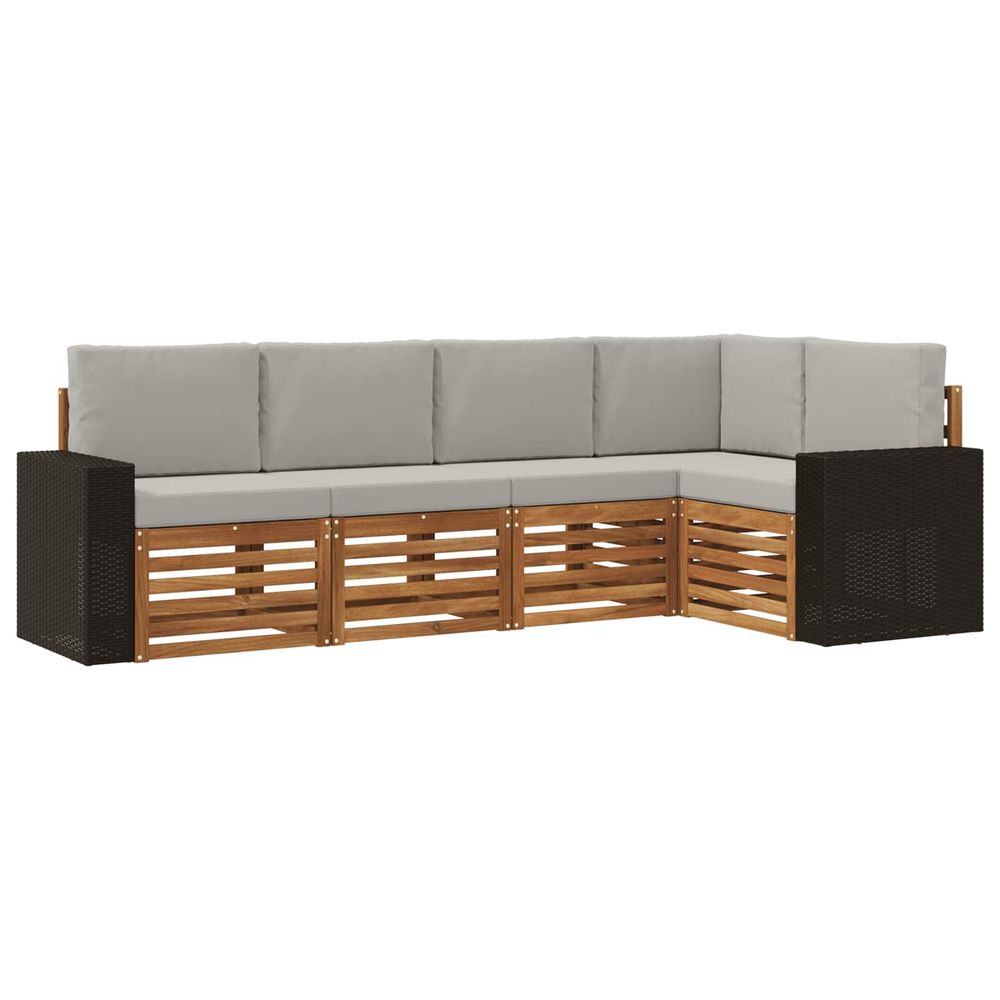 Ensemble de canapés d'extérieur 5 pc naturel et gris clair