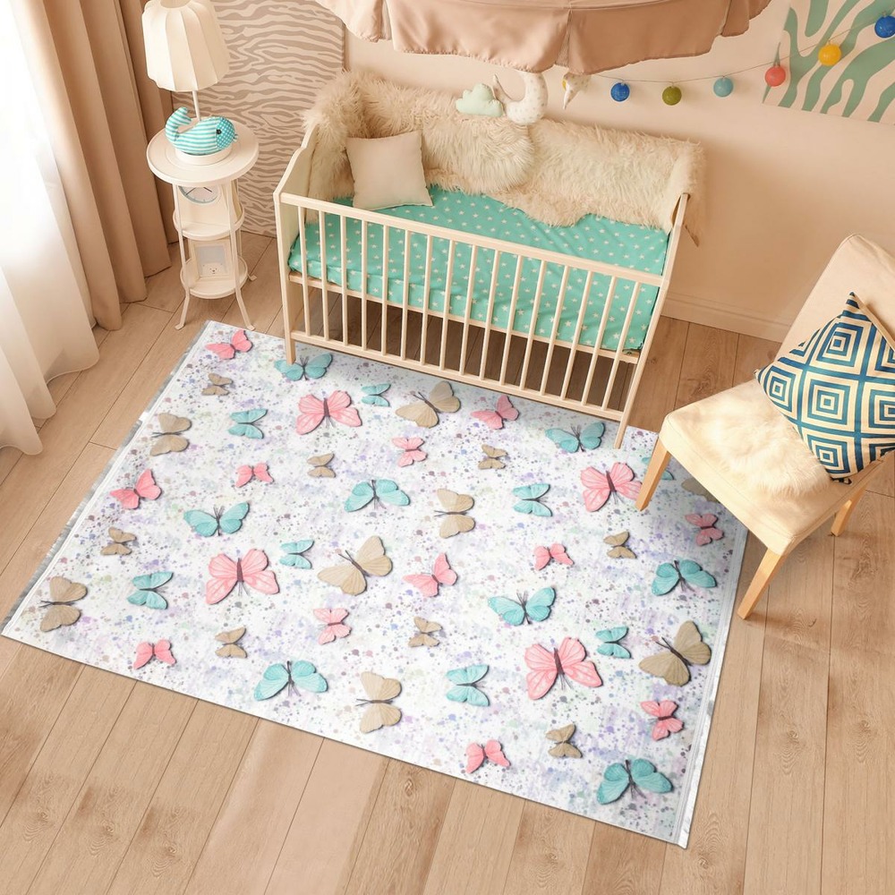 Tapis enfant 80x150 pap ecru, très doux et facile d'entretien