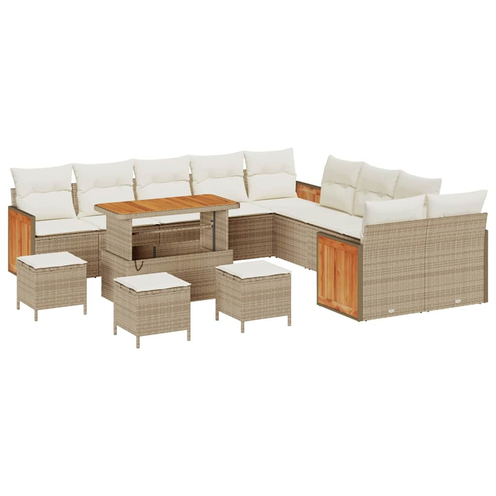 Ensemble de canapé de jardin avec coussin 14 pcs beige et crème