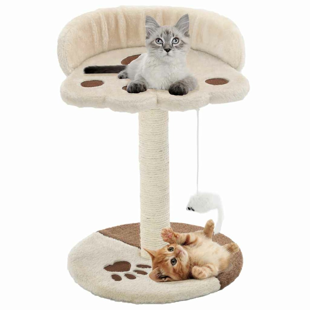 Arbre à chat avec griffoir en sisal 40 cm beige et marron