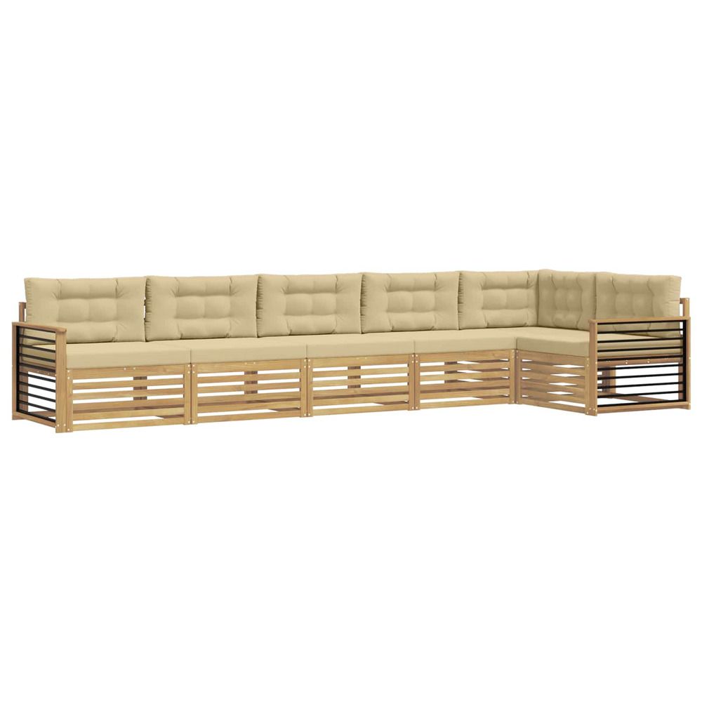Ensemble de canapés d'extérieur 6 pc blanc et beige polyester
