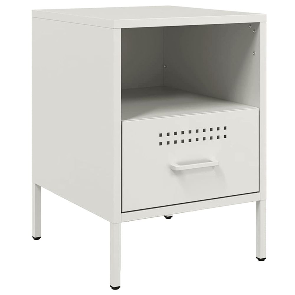 Table de chevet blanc 36x39x50,5 cm acier