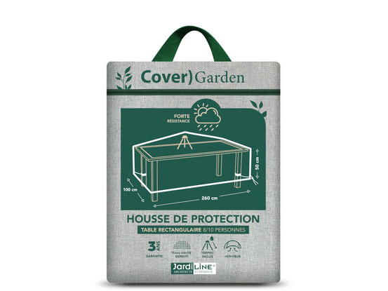 Housse de protection cover garden pour table de jardin rectangulaire 8-10 person