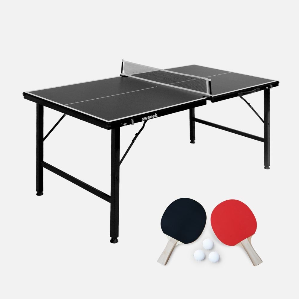 Mini table de ping pong pliable 150x75cm indoor, avec 2 raquettes et 3 balles