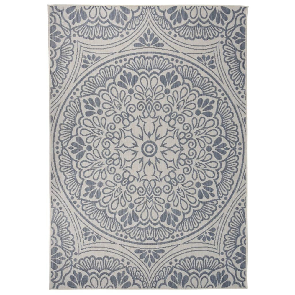 Tapis à tissage plat d'extérieur 160x230 cm motif bleu