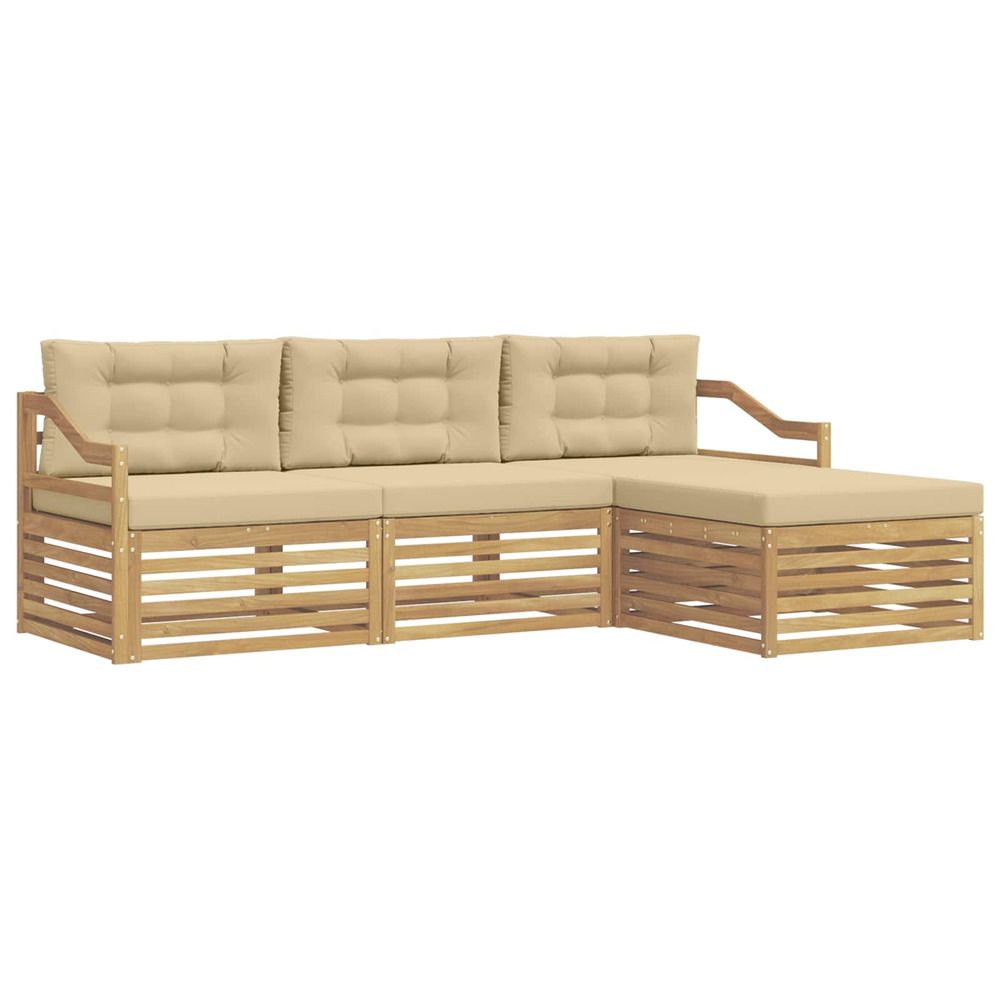 Ensemble de canapés d'extérieur 4 pc blanc et beige polyester