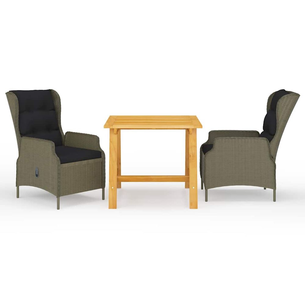 Ensemble à manger de jardin 3 pcs marron