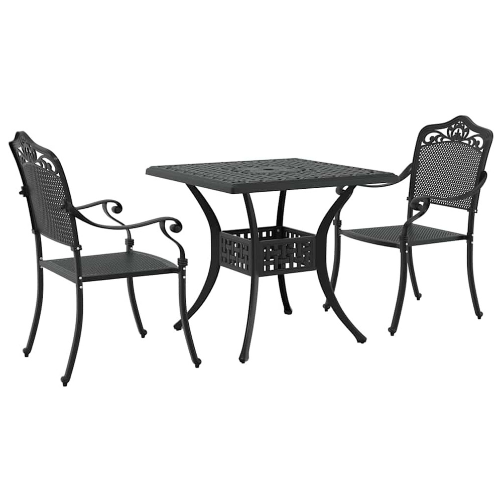 Ensemble de tables de jardin 3 pcs noir aluminium coulé