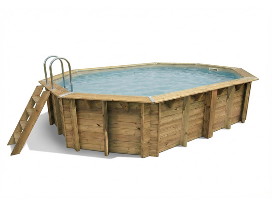 Piscine bois azura 6,10 x 4,00 x 1,20 m - liner beige