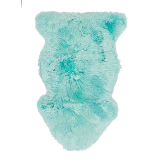 Tapis peau de mouton longs poils shaggy 60x95 en laine turquoise shepherd