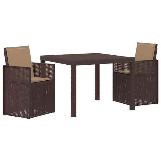 Ensemble de salle à manger pour jardin 3 pc marron et taupe pp