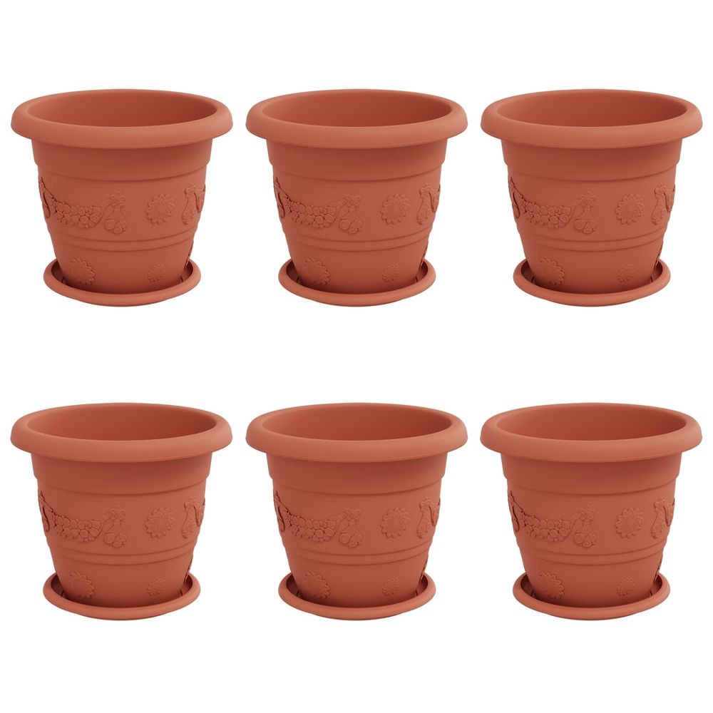 Pots de plantes 6 pc rouge brique ø 26 x 21.5 cm plastique
