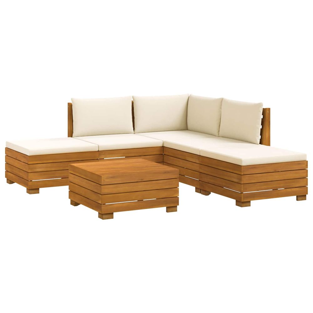 6 pc ensemble de canapés d'extérieur bois d'acacia massif