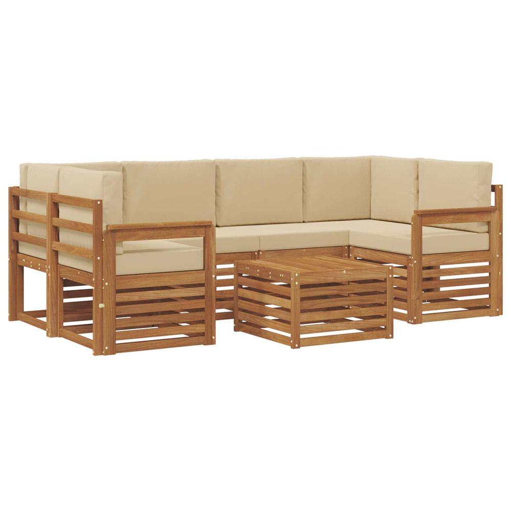 Ensemble de canapés d'extérieur 7 pc naturel et beige