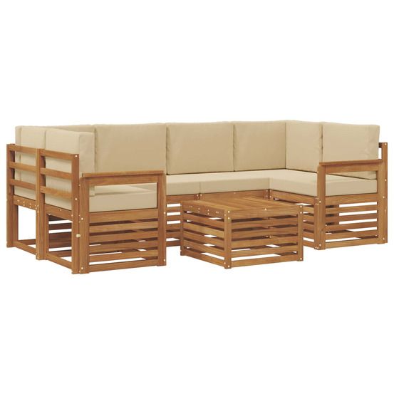 Ensemble de canapés d'extérieur 7 pc naturel et beige