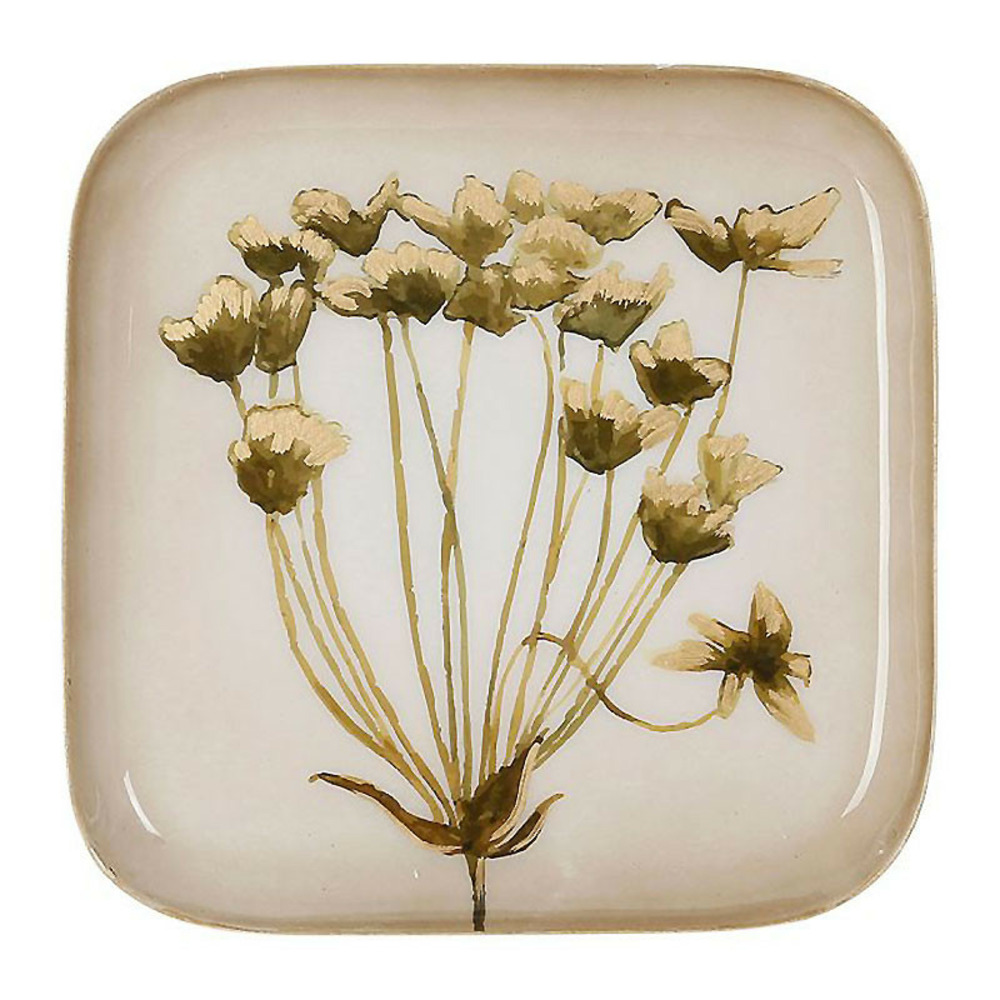 Plateau fleur de kaki doré 16x16x1cm