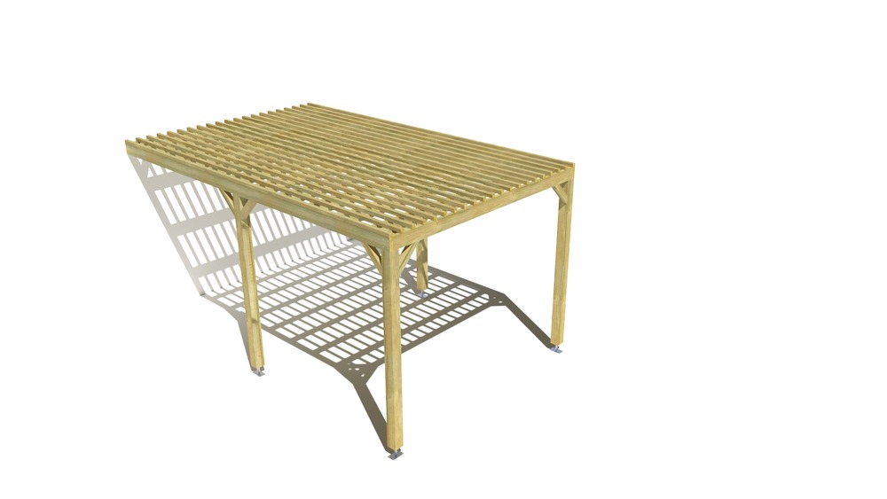 Pergola bois • 3m x 5m • adossée • sens largeur • lattage bois • livraison comprise